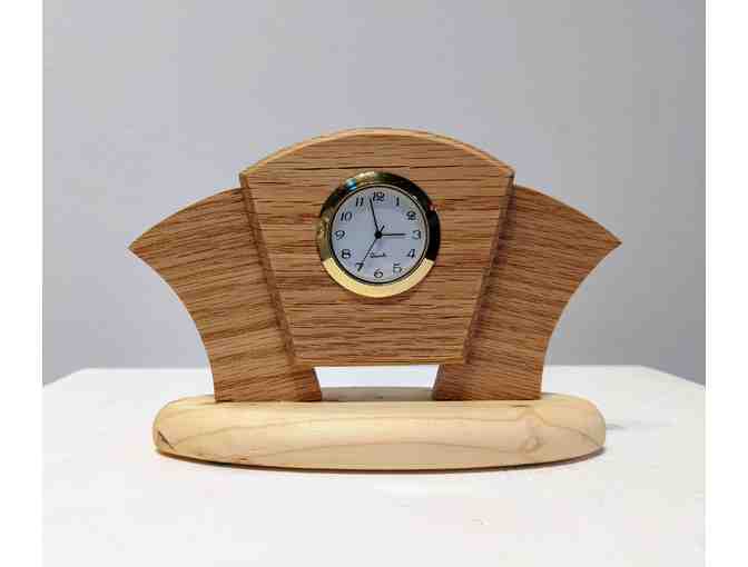 Small Art Deco Desk Clock by Kyle Peck (red oak)