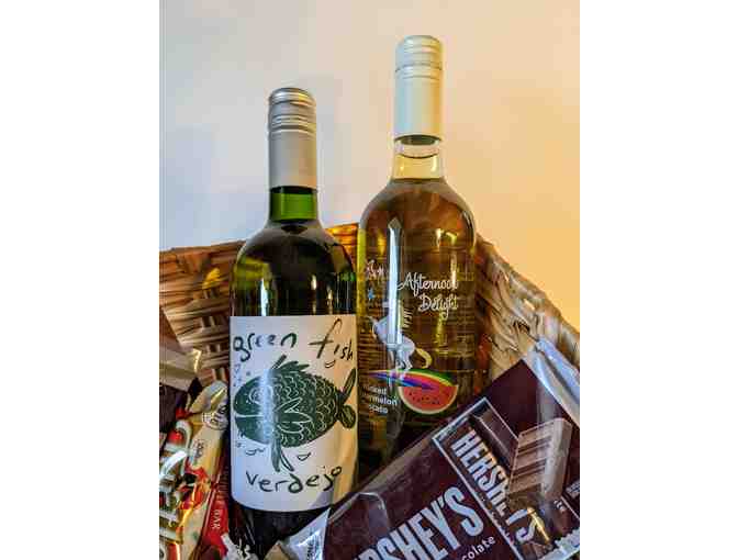 Gift Basket from Rony's Place with Chocolate, Wine, Santa Painting and Gift Card