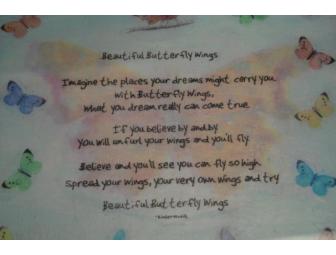 Hand Crafted Butterfly Canvas with words