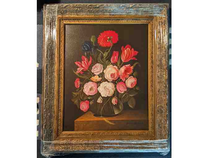 Dutch Oil Painting on Canvas 16" x 20" - Floral Still Life - Photo 1