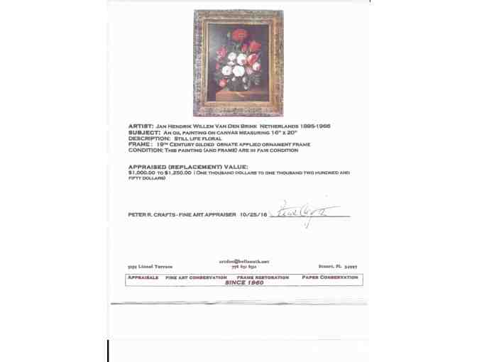 Dutch Oil Painting on Canvas 16' x 20' - Floral Still Life