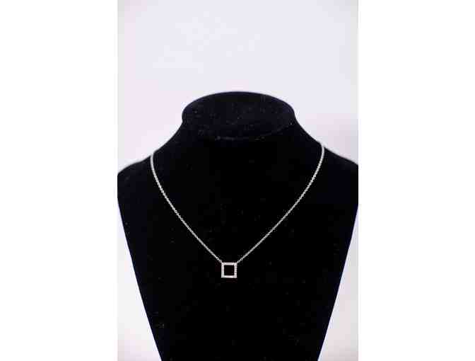 Sterling Silver open square Necklace with 1/2 pt Diamonds