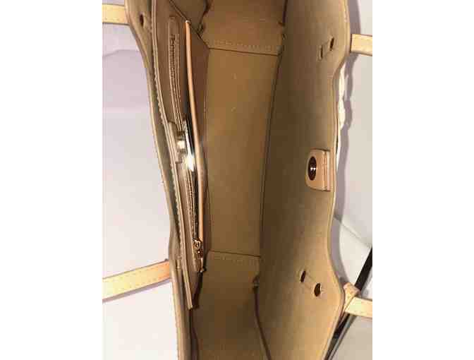 Madison West Gold & Taupe Stripe Tote