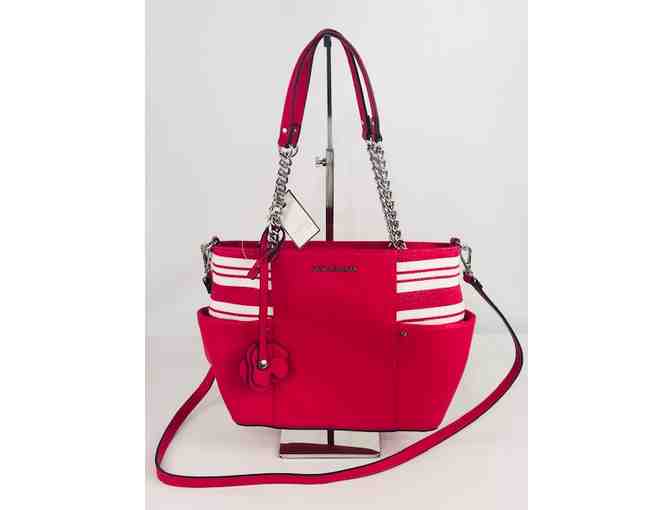 Dana Buchman Pink and White Stripe handbag