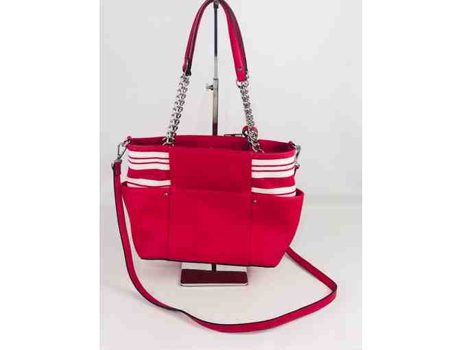 Dana Buchman Pink and White Stripe handbag