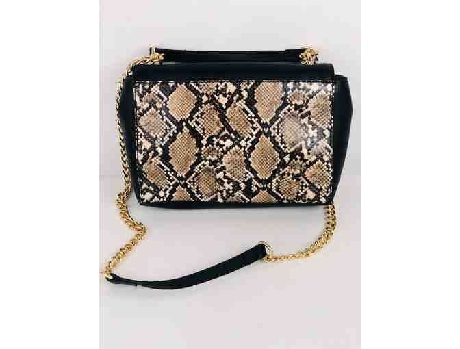 Nine West Black and Tan Python crossbody strap to handbag