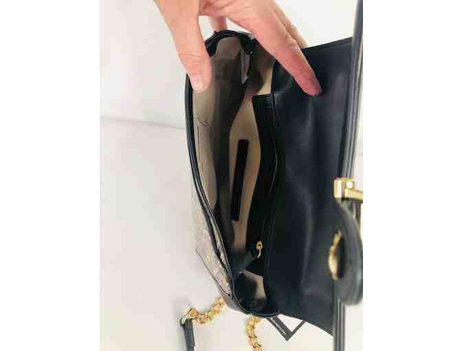 Nine West Black and Tan Python crossbody strap to handbag