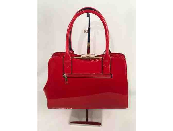 AAA LIVE BIDDING ONLY! Alyssa 100% Cruelty Free Fire Engine Red handbag w/ adorable bow