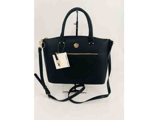 Annd Klein Parker Dome Satchel black and gold hardware