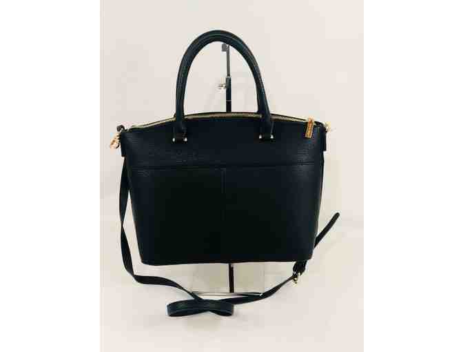 Annd Klein Parker Dome Satchel black and gold hardware