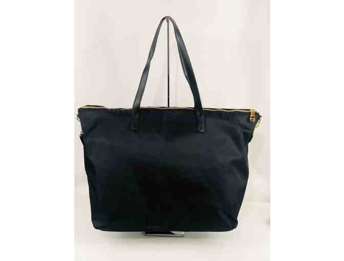 Madden Girl Black Weekender zip-top tote handles and shoulder strap