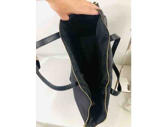 Madden Girl Black Weekender zip-top tote handles and shoulder strap