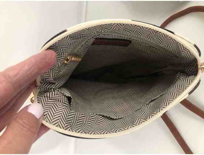 Jen and Co. Brown Crossbody Black and Cow Print with tassel detail