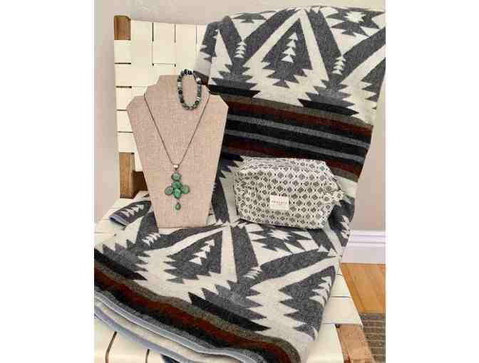 Throw Blanket, Raw Emerald Necklace, Bracelet & More from Beach + Pine