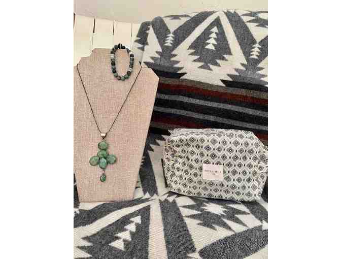 Throw Blanket, Raw Emerald Necklace, Bracelet & More from Beach + Pine
