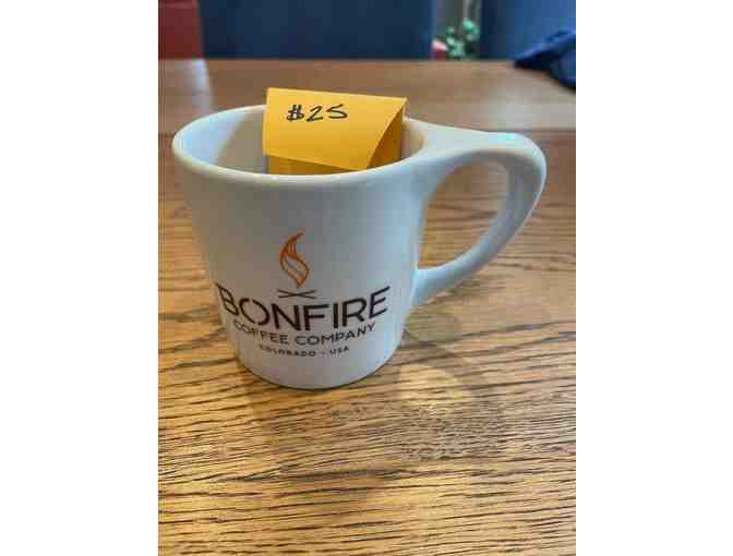 $25.00 Bonfire Coffee Gift Card and ceramic mug