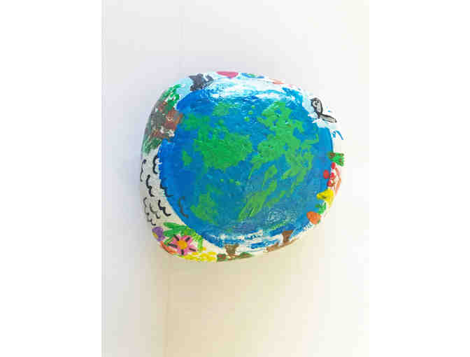 Natural Stone Paperweight Embellished with Hand-Painted Pollinator Vignette