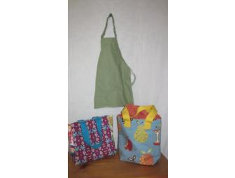 Hand Made Lunch Bags and Little Helper Apron with Kitchen Set