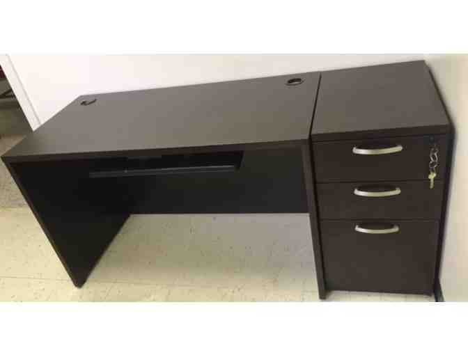 Furniture - Brown Office Desk with Matching Locked Filing Cabinet!