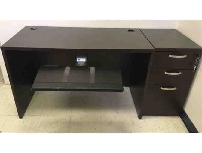 Furniture - Brown Office Desk with Matching Locked Filing Cabinet!