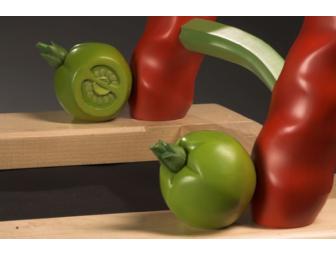 Red Chile Bench with Green Tomatoes & Celery Sticks by Craig Nutt