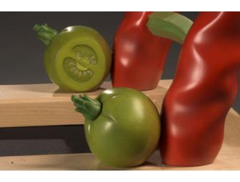 Red Chile Bench with Green Tomatoes & Celery Sticks by Craig Nutt