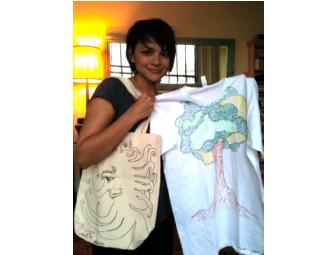 Norah Jones signed and decorated tote bag