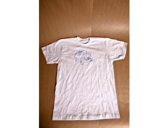 M Ward, signed and decorated, one-of-a-kind t-shirt