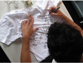 Ed Droste of Grizzly Bear, signed and decorated t-shirt