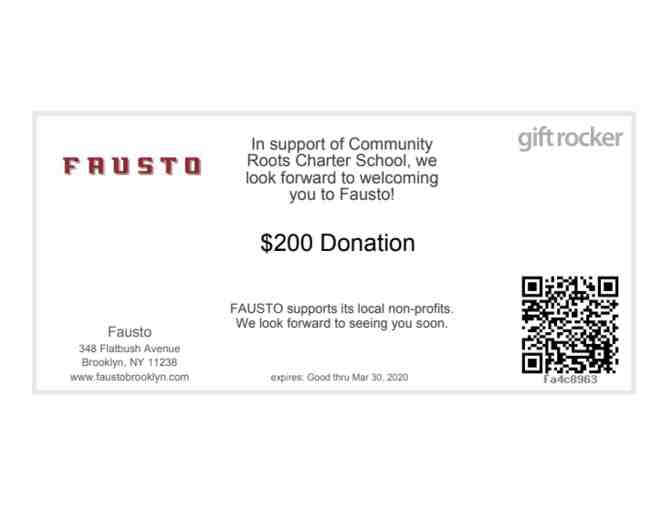 FAUSTO Restaurant $200 Giftcard