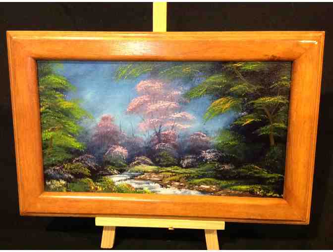 Beautiful Bob Ross-style Oil Painting by Hefner, Paws For Life Participant