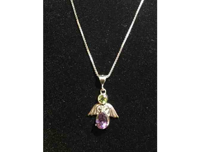 Sterling Silver Mixed Stone Angel Necklace