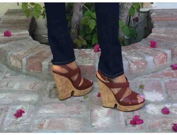 Yves Saint Laurent brown wedges, size 39, 5 inch heel