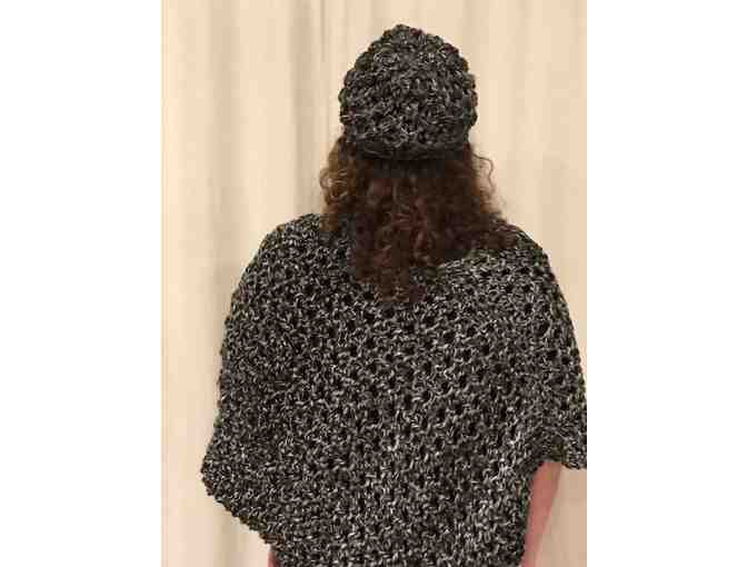 Hand Knitted Poncho with Matching Beanie