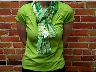 Handmade Scarf with Green Ribbons