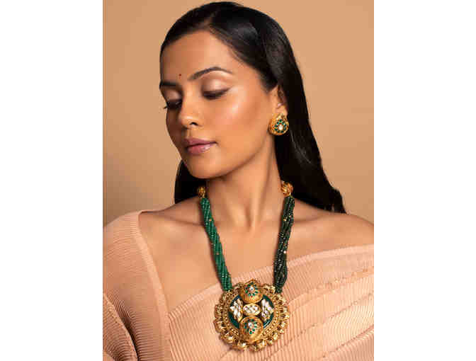 Hydro Polki Gold &amp; Green Necklace - Earring Set from Joules by Radhika - Photo 1