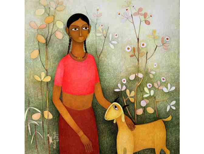 Girl with her friend - Painting by Mohan Naik - Photo 1