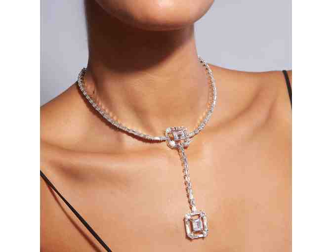 Louvre 925 Silver Octa T-Shape Necklace - By Isharya - Photo 1
