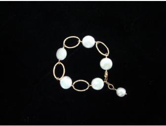 Coin Pearl and Gold Bracelet