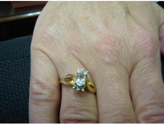 Yellow Gold Diamond and Beryl Ring