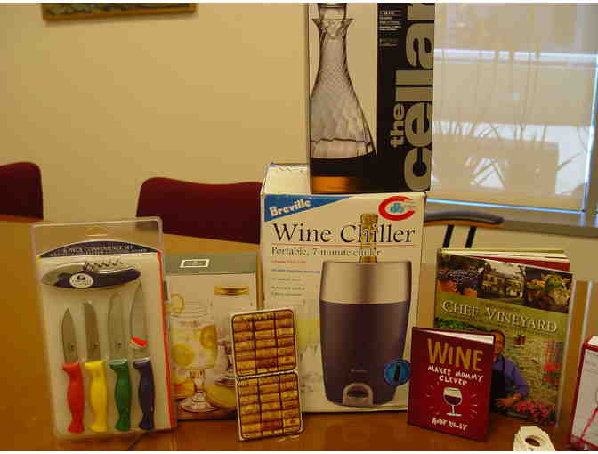 Basket of wine-related items