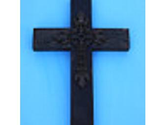 Rustic Wooden Cross with Cast Iron Cross Inset