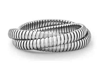 Handmade Sterling Silver 9MM Three-strand tubogas rolling bangle bracelet