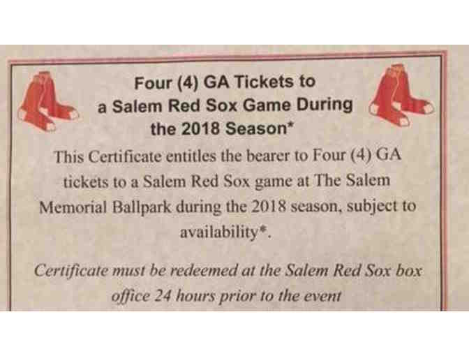 Salem Red Sox - Four (4) GA Tickets for the 2018 Season - Photo 2