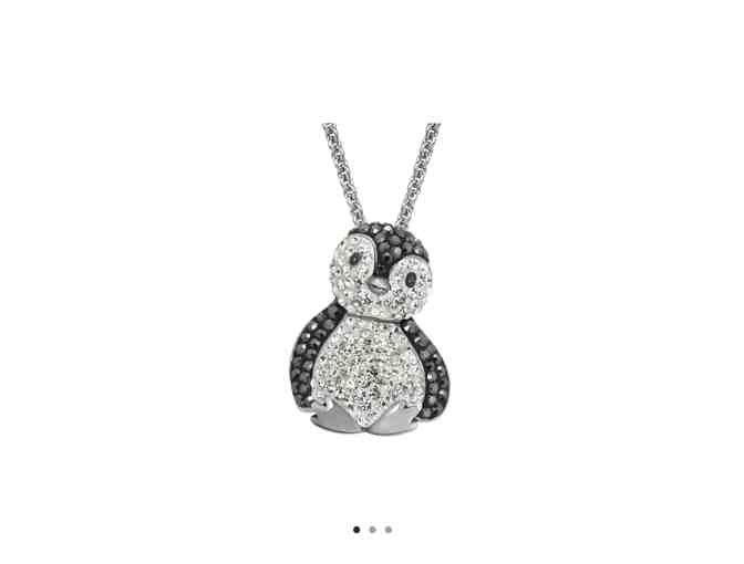 Adorable Swarovski crystal Penguin Pendant on Silver chain - Photo 1
