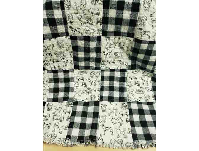 Dog Basket with Quilt and Assorted Items