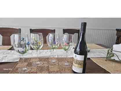Benanti Wine and Four Painted Wine Glasses