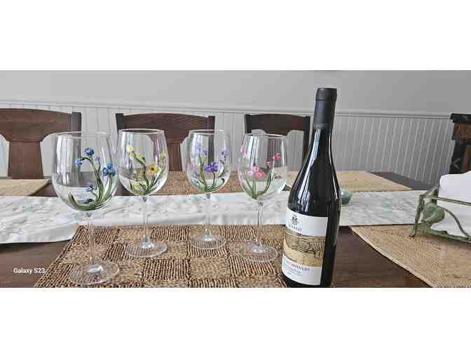 Benanti Wine and Four Painted Wine Glasses - Photo 1