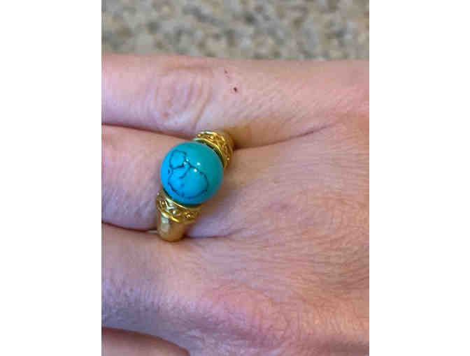 Julie Vos - Catalina Ring in Turquoise Blue, Size 7