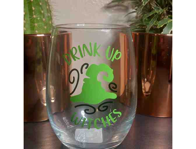 Four Halloween Themed Wine Glasses